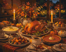 Load image into Gallery viewer, Paint by numbers kit for adults Thanksgiving Table by Candlelight Figured'Art UK