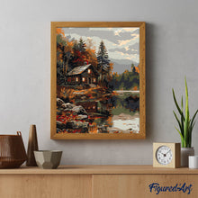 Load image into Gallery viewer, Cosy Cabin by the Autumn Lake