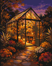 Load image into Gallery viewer, Paint by numbers kit for adults Glowing Autumn Greenhouse Figured'Art UK