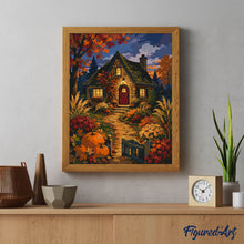 Load image into Gallery viewer, Glowing Pumpkin Cottage at Dusk