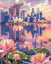 Load image into Gallery viewer, Paint by numbers kit for adults Singapore and Water Lilies Figured'Art UK