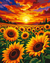 Load image into Gallery viewer, Paint by numbers kit for adults Sunflower Field Sunset Figured'Art UK