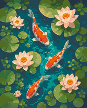 Load image into Gallery viewer, Paint by numbers kit for adults Koi and Lotus Pond Figured'Art UK