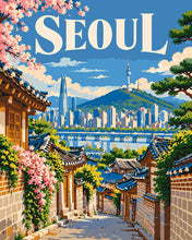 Load image into Gallery viewer, Paint by numbers kit for adults Travel Poster Seoul Figured'Art UK