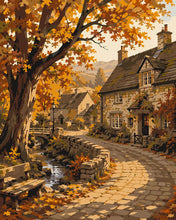Load image into Gallery viewer, Paint by numbers kit for adults Autumn Village Path Figured'Art UK