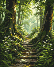 Load image into Gallery viewer, Paint by numbers kit for adults Sunlit Forest Path Figured'Art UK