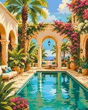 Load image into Gallery viewer, Paint by numbers kit for adults Mediterranean Pool Paradise Figured'Art UK
