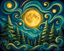 Load image into Gallery viewer, Paint by numbers kit for adults Moonlit Forest Glow Figured'Art UK