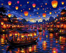 Load image into Gallery viewer, Paint by numbers kit for adults River of Lanterns Figured'Art UK