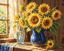 Load image into Gallery viewer, Paint by numbers kit for adults Golden Sunflower Bouquet Figured'Art UK