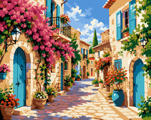 Load image into Gallery viewer, Paint by numbers kit for adults Blooming Mediterranean Village Figured'Art UK