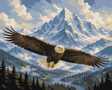 Load image into Gallery viewer, Paint by numbers kit for adults Eagle Over Mountains Figured'Art UK