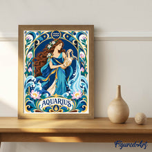 Load image into Gallery viewer, Art Nouveau Zodiac Aquarius