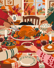 Load image into Gallery viewer, Paint by numbers kit for adults Gathered for Thanksgiving Dinner Figured'Art UK