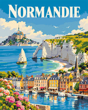 Load image into Gallery viewer, Paint by numbers kit for adults Travel Poster Spring in Normandie Figured'Art UK