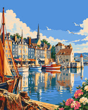 Load image into Gallery viewer, Paint by numbers kit for adults Honfleur Harbour Normandie Figured'Art UK