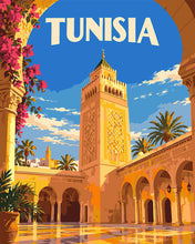 Load image into Gallery viewer, Paint by numbers kit for adults Travel Poster Tunisia, Al-Zaytuna Mosque Figured'Art UK