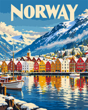 Load image into Gallery viewer, Paint by numbers kit for adults Travel Poster Bergen Norway Figured'Art UK