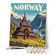 Load image into Gallery viewer, Travel Poster Borgund Stave Church Norway