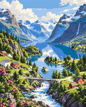 Load image into Gallery viewer, Paint by numbers kit for adults Lake Lovatnet in Loen, Norway Figured'Art UK