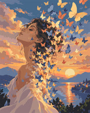 Load image into Gallery viewer, Paint by numbers kit for adults Butterfle Dreams at Sunset Figured'Art UK