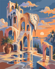 Load image into Gallery viewer, Paint by numbers kit for adults Surreal Clock Terrace Figured'Art UK