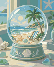 Load image into Gallery viewer, Paint by numbers kit for adults Coastal Beach Snow Globe Figured'Art UK