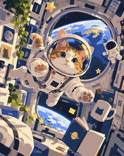 Load image into Gallery viewer, Paint by numbers kit for adults Cat Astronaut Adventure Figured'Art UK