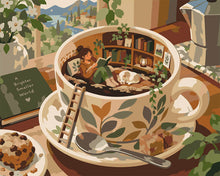 Load image into Gallery viewer, Paint by numbers kit for adults Small World in a Coffee Cup Figured'Art UK