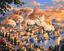 Load image into Gallery viewer, Paint by numbers kit for adults Giant Cat Over the City Figured'Art UK