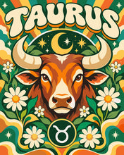 Load image into Gallery viewer, Paint by numbers kit for adults Retro Zodiac Taurus Figured'Art UK