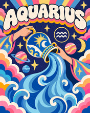 Load image into Gallery viewer, Paint by numbers kit for adults Retro Zodiac Aquarius Figured'Art UK