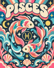 Load image into Gallery viewer, Paint by numbers kit for adults Retro Zodiac Pisces Figured'Art UK