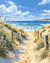Load image into Gallery viewer, Paint by numbers kit for adults Sandy Path to the Beach Figured'Art UK