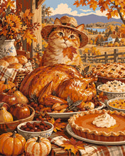 Load image into Gallery viewer, Paint by numbers kit for adults Thanksgiving Cat Feast Figured'Art UK