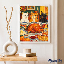 Load image into Gallery viewer, Thanksgiving Cats at Dinner
