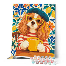 Load image into Gallery viewer, Beret-Wearing Spaniel at the Café