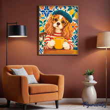 Load image into Gallery viewer, Beret-Wearing Spaniel at the Café