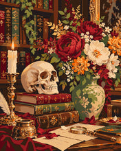 Load image into Gallery viewer, Paint by numbers kit for adults Candlelit Gothic Library Still Life Figured'Art UK