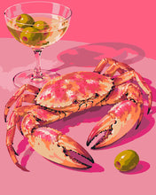 Load image into Gallery viewer, Paint by numbers kit for adults Pink Crab with Martini Figured'Art UK