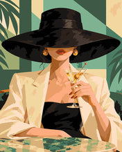 Load image into Gallery viewer, Paint by numbers kit for adults Glamorous Hat and Martini Portrait Figured'Art UK