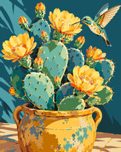Load image into Gallery viewer, Paint by numbers kit for adults Hummingbird Among Prickly Pear Blooms Figured'Art UK