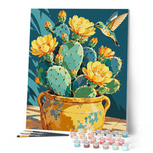 Load image into Gallery viewer, Hummingbird Among Prickly Pear Blooms