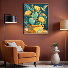 Load image into Gallery viewer, Hummingbird Among Prickly Pear Blooms