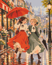 Load image into Gallery viewer, Paint by numbers kit for adults Rainy Parisian Stroll with Umbrellas Figured'Art UK