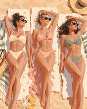 Load image into Gallery viewer, Paint by numbers kit for adults Sunlit Beachside Trio Figured'Art UK