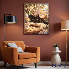 Load image into Gallery viewer, Black Cat in a Spring Blossom Nook