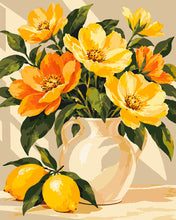 Load image into Gallery viewer, Paint by numbers kit for adults Sunlit Lemons and Golden Blooms Figured'Art UK