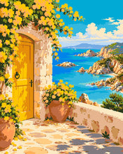 Load image into Gallery viewer, Paint by numbers kit for adults Mediterranean Terrace by the Sea Figured'Art UK