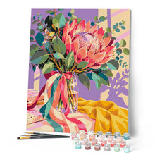 Load image into Gallery viewer, Protea Bouquet in Glass Vase